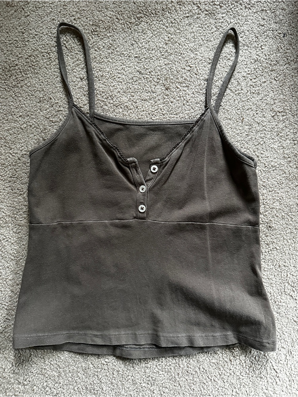 Brandy Melville Brown Button-Front Cami Tiffany Tank Top
